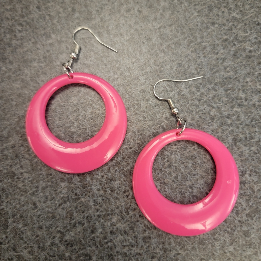 Fashion Jewelry Vibrant Pink Circle Earrings